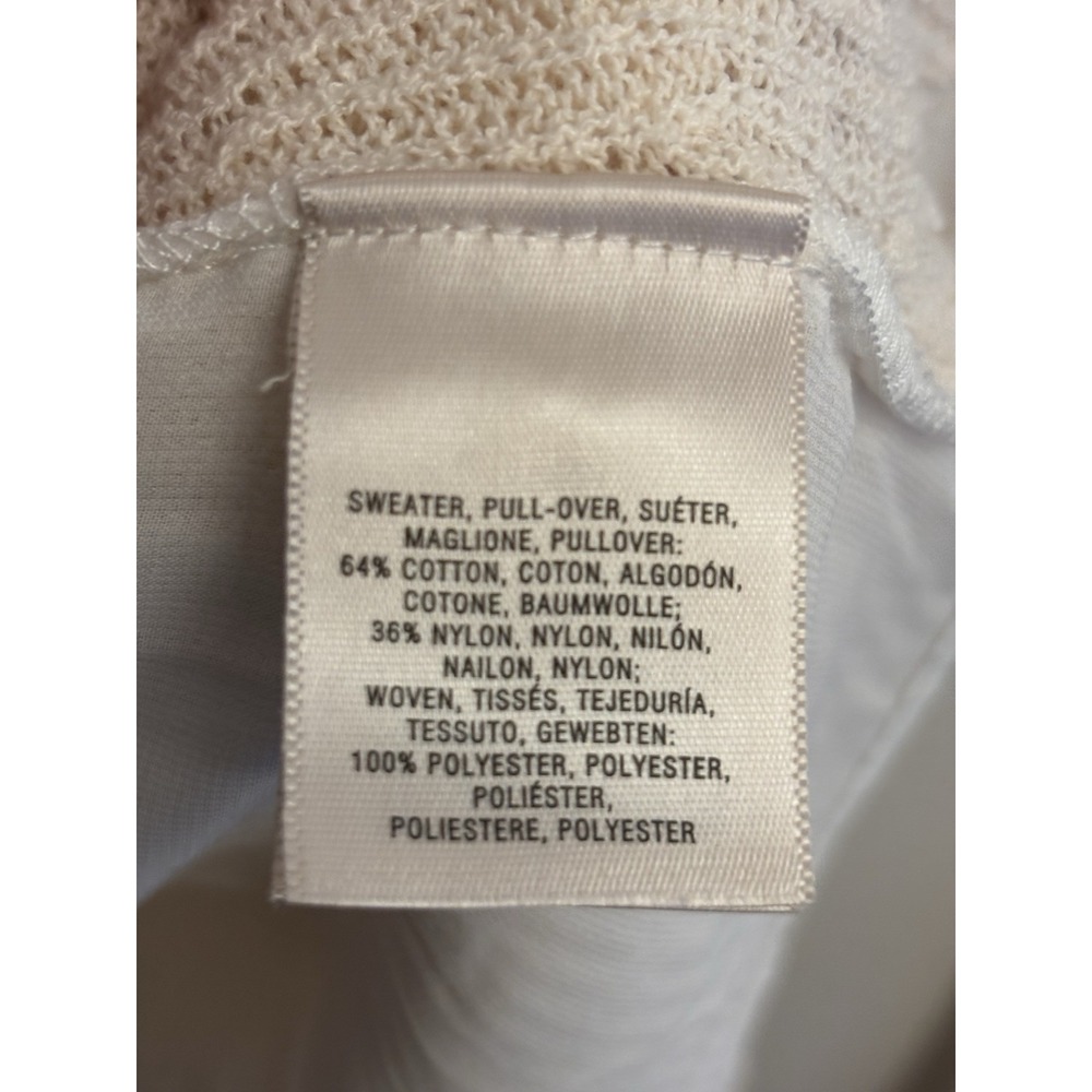 Anthropologie Moth Women's Split Back Cream Knit Sheer Sweater 3/4 Sleeve Small - Picture 6 of 7